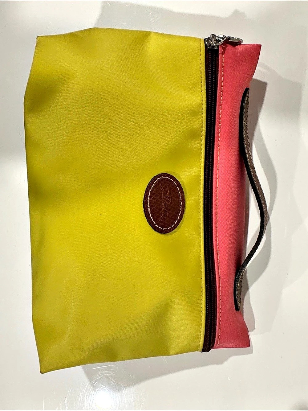 Longchamp Le Pliage Cosmetic Case Yellow Pink
